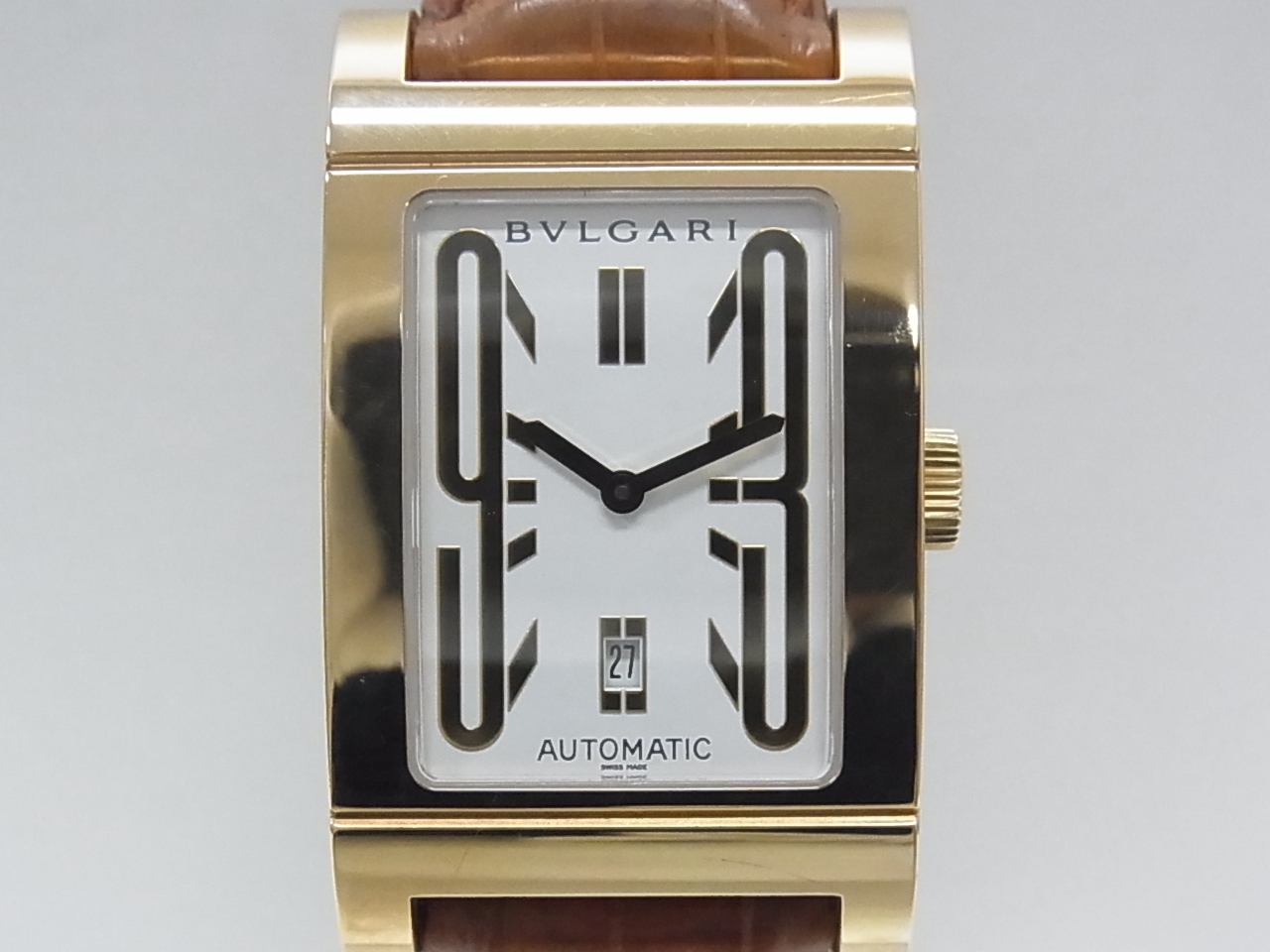 訳あり ブルガリ BVLGARI RT45S レッタンゴロ デイト 自動巻き メンズ _769331