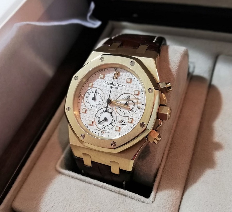 AUDEMARS PIGUET オーデマピゲ 18K / 750 14mmメンズ バックル（本物) HA-7044| オーデマ・ピゲ 18Kホワイトゴールド 金無垢 超薄型 Cal.2001