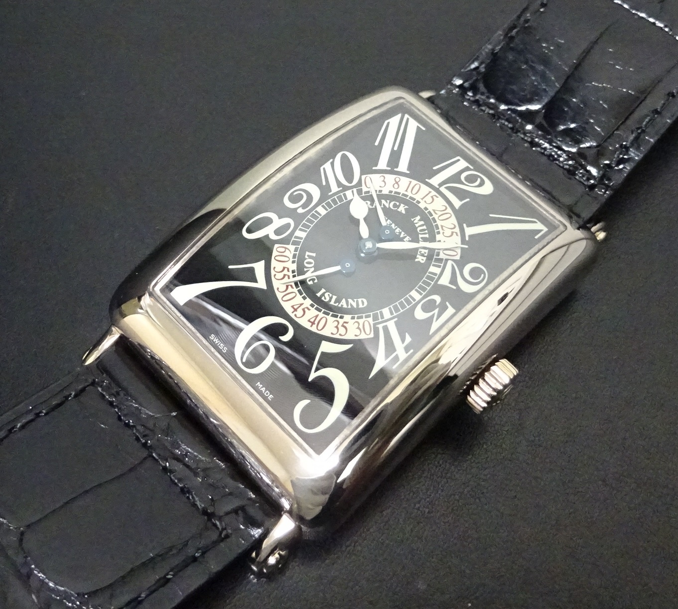 219696円 正規品 フランクミュラー FRANCK MULLER ロングアイランド PG金無垢 クロコレザー 腕時計 ピンク C2815
