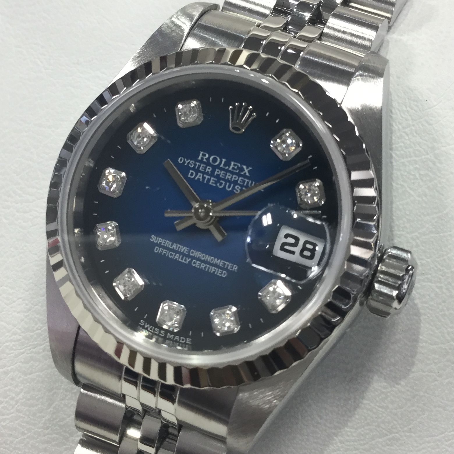 超可爱 U番(1997年頃製造) 69174G デイトジャスト ROLEX ロレックス 【中古】 ブルー・グラデーション/ダイヤモンド 腕時計