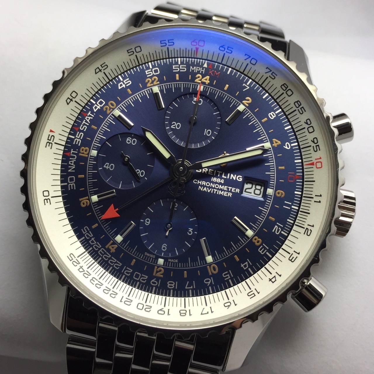 ブライトリング BREITLING A24322 ナビタイマー ワールド クロノグラフ GMT 自動巻き メンズ 良品 _766111