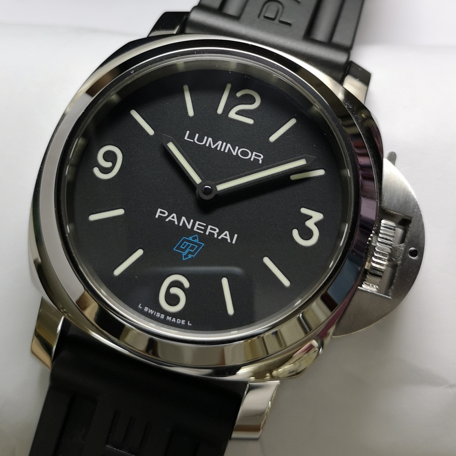 【OH・P済み】OFFICINE PANERAI オフィチーネ パネライ　ルミノール　ロゴ　PAM00777　手巻き　スモールセコンド　SS　キャンバスベルト　ブラック　ブルー　メンズ　腕時計松前R56号店