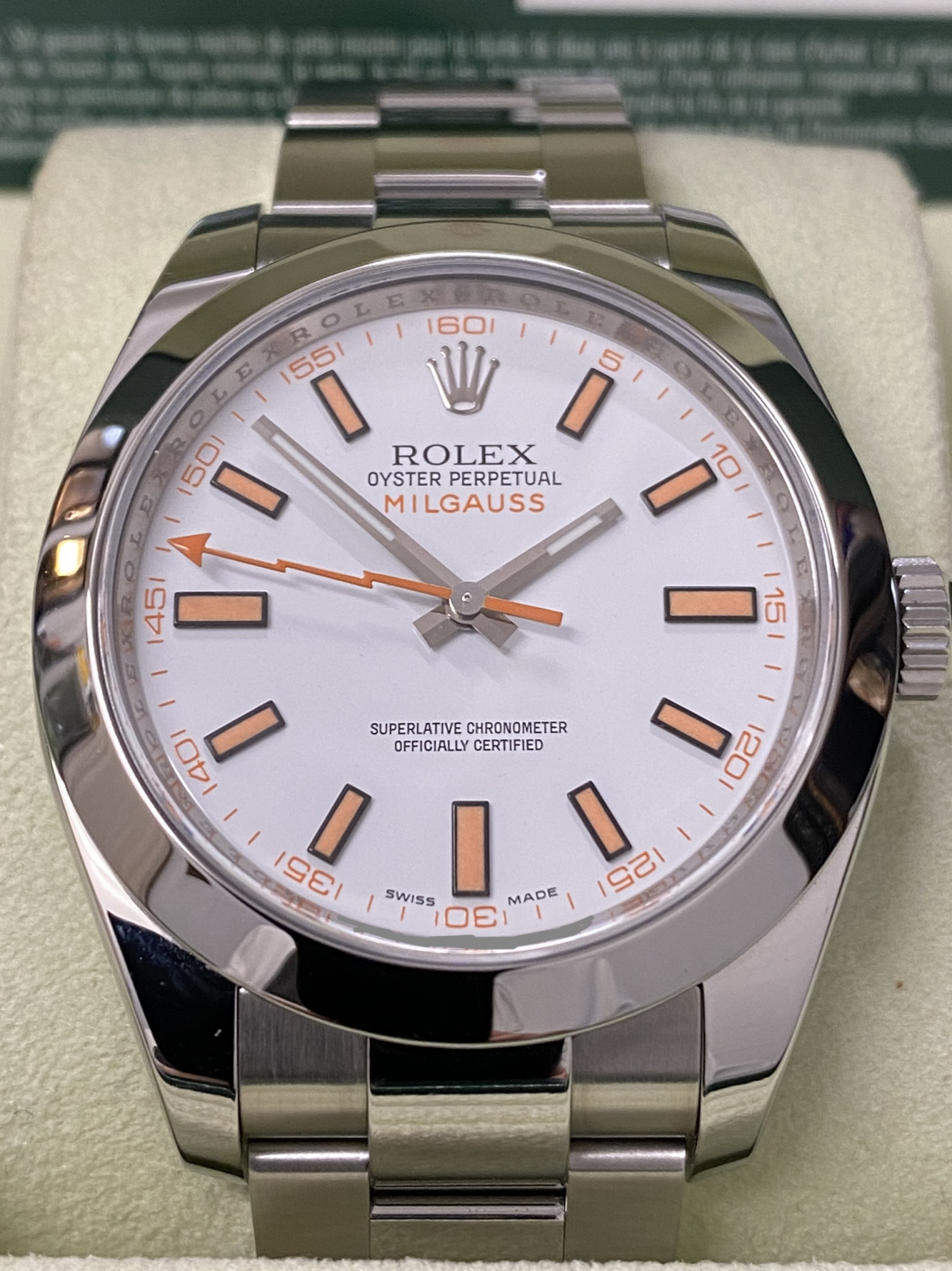 ロレックス ROLEX ミルガウス 116400 V番 ルーレット メンズ 腕時計 ホワイト 文字盤 オートマ 自動巻き ウォッチ 90167800