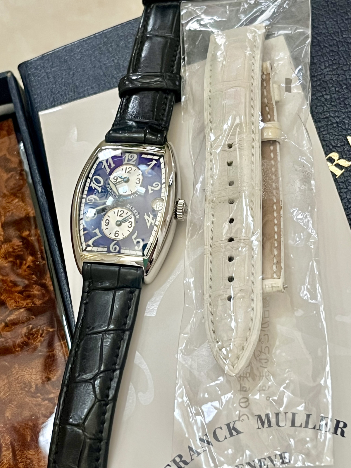 トケマー:国内正規品 2852MB 青文字盤 極美品 フランクミュラー 純正革