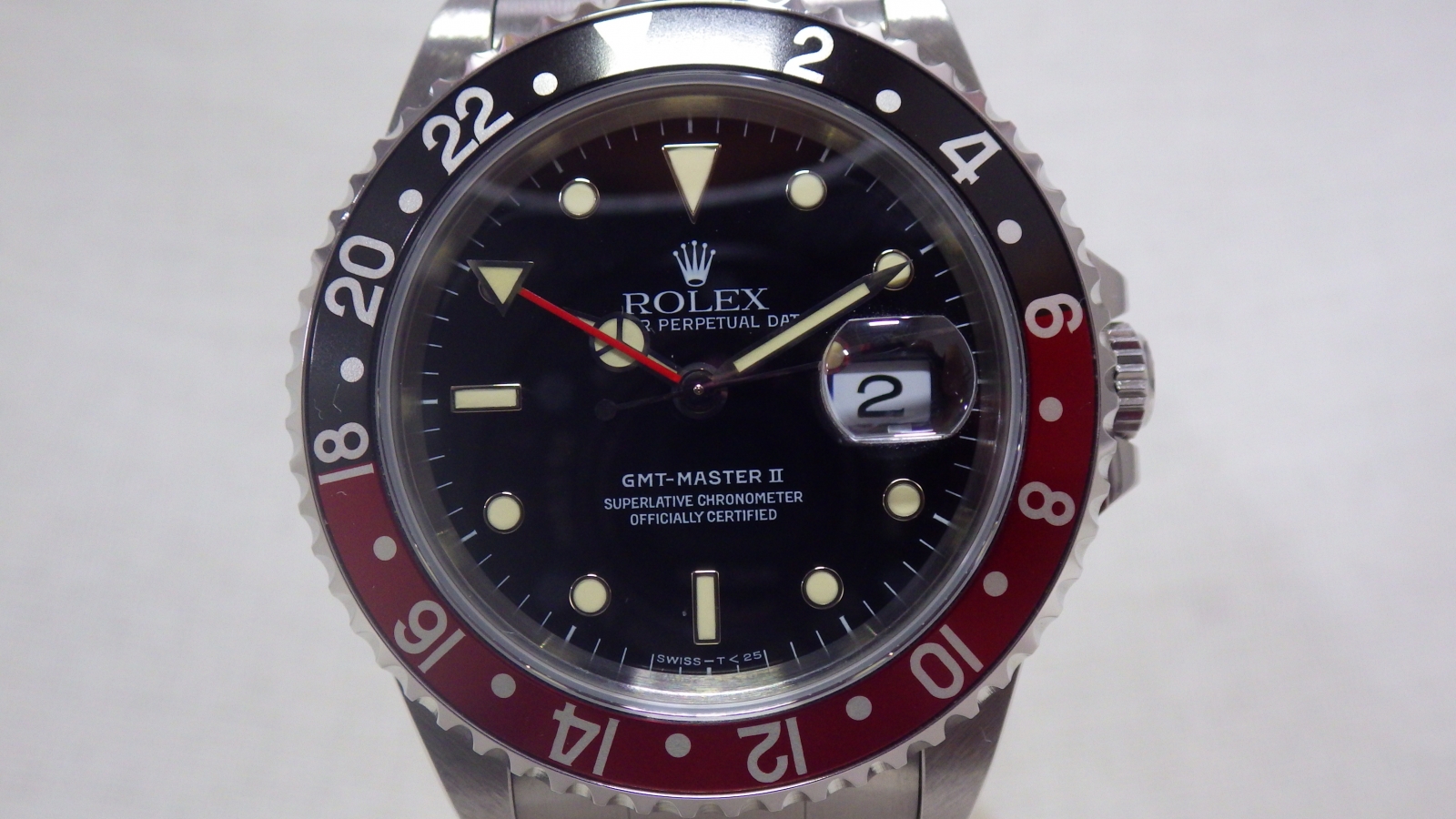 トケマー【現金特価】 ロレックス GMTマスター2 黒×赤 16710 T番 自動巻 黒文字盤 中古ランクA