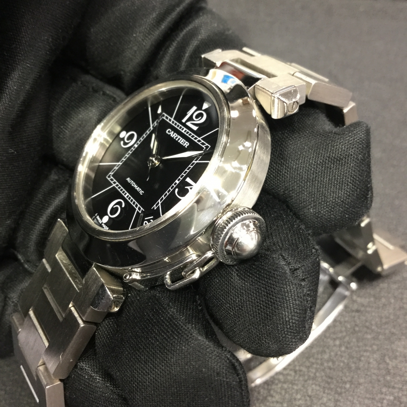 【Cartier】カルティエ パシャC 腕時計 SS/AT 自動巻き 黒文字盤 W31076M7/ok03235tg