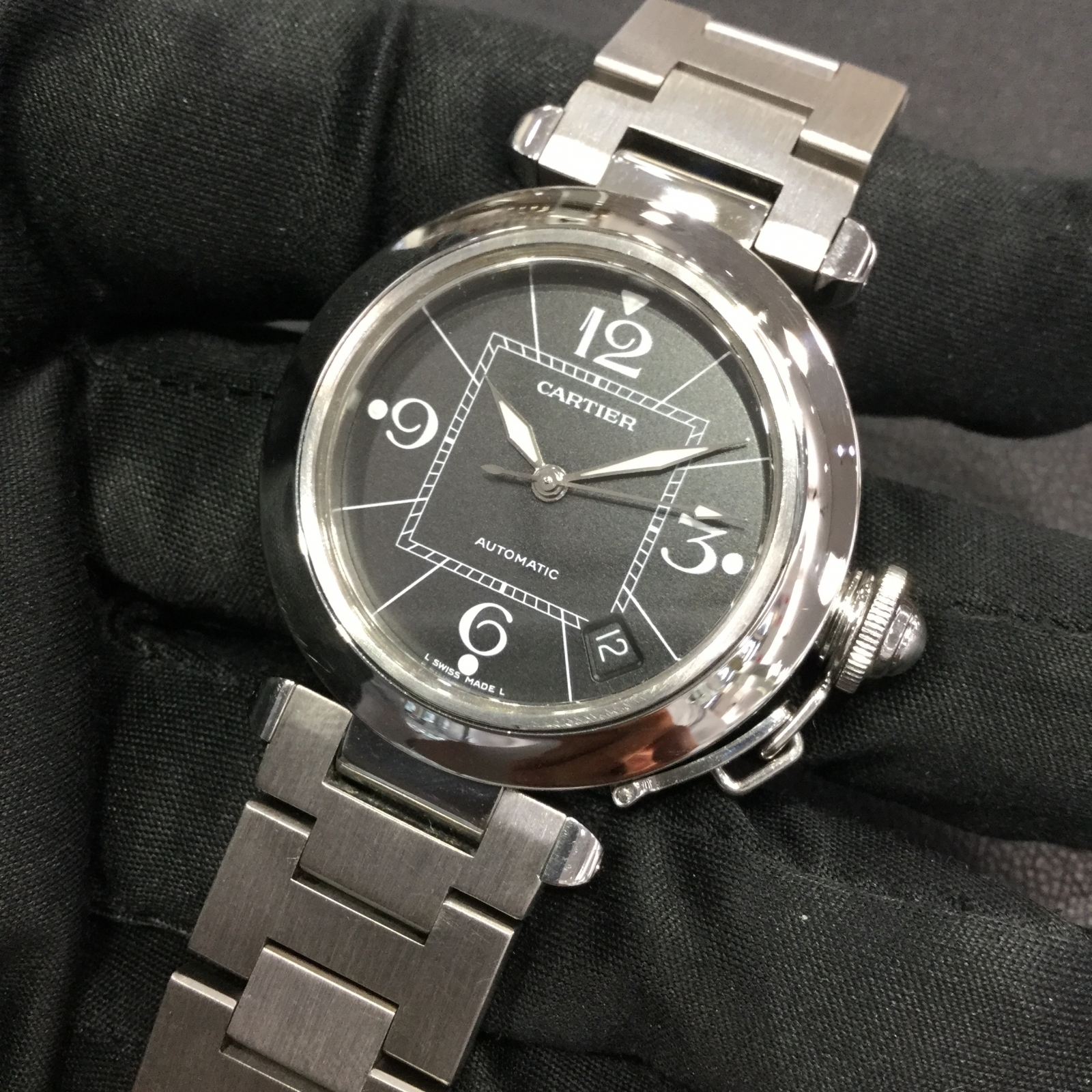 【Cartier】カルティエ パシャC 腕時計 SS/AT 自動巻き 黒文字盤 W31076M7/ok03235tg
