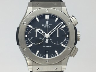 トケマー:HUBLOT ウブロ クラシックフュージョン チタニウム クロノグラフ 521.NX.1170.LR メンズ 黒文字盤 自動巻 中古B 10065172 (188580)