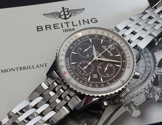 トケマー:BREITLING ブライトリング ナビタイマー モンブリラン A41330 黒文字盤 メンズ 自動巻 純正内外箱あり 本物 (183245)