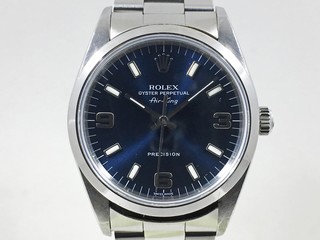 【現金のみ】ロレックス 14000 エアキング Aシリアル ブルー文字盤 保証書あり 中古品【トケマー宅配出品（出品代行）】201712036 (178712)