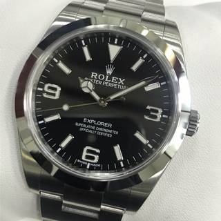 トケマー:【現金特価】ロレックス エクスプローラーⅠ214270 ランダム番 黒文字盤 メンズ 自動巻き 新品 10378485 (218389)