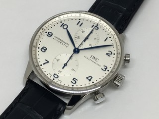 IWC ポルトギーゼ クロノグラフ IW371446 メンズ 白文字盤 自動巻 極美品 10138628 (173624)