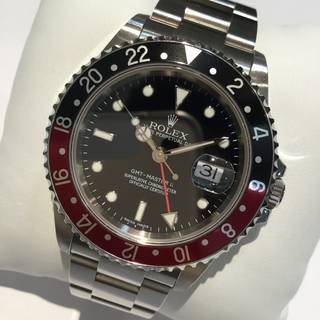 【現金特価】ロレックス GMTマスターⅡ 16710 黒赤ベゼル メンズ 自動巻き Z番 スティックダイヤル 黒文字盤 10263598 (200523)