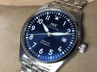 IWC マーク18 パイロットウォッチ プティプランス IW327016 ブルー文字盤 自動巻 メンズ 中古SA 10383507 (216334)