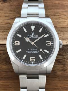 ロレックス(ROLEX)エクスプローラー1 Ref.214270 ランダム番 SS 旧型 黒文字盤 鏡面バックル 中古 (229097)