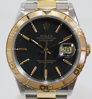 トケマー :: ROLEX / ロレックス :: メンズドレス :: 【現金特価】 ロレックス 16263 デイトジャスト サンダーバード U番 メンズ 黒文字盤 3連ブレス 中古A 907224690 (132664)