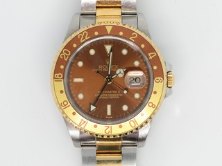 トケマー:逸品! ROLEX ロレックス GMTマスターⅡ 16713 A番 ブラウンダイアル 茶×金ベゼル 茶色文字盤 中古A ﾒﾝｽﾞ 自動巻き 132617027 (167817)