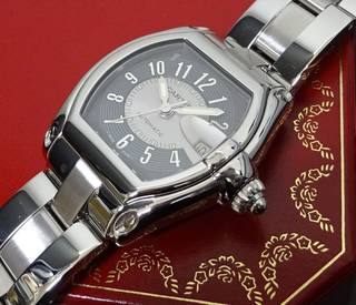 OH済 Cartier Roadster カルティエ ロードスターLM W62001V3 グレー メンズ 自動巻 国際保証書あり 純正箱あり 純正替ベルトあり 本物 (220181)